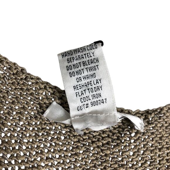 Vertigo Paris Top Womens L Tan Open Knit Embellished Tunic Tank Boho Festival - Picture 5 of 16